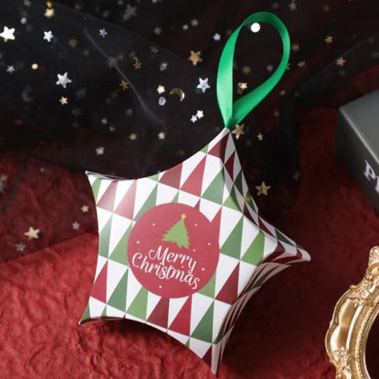 Paper Fillable Ornaments - Red Green & White Star